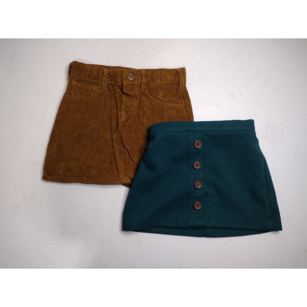 Old Navy Art Class Toddler Girls Skirts Lot 2 Brown Corduroy Teal‎ Ribbed 3T